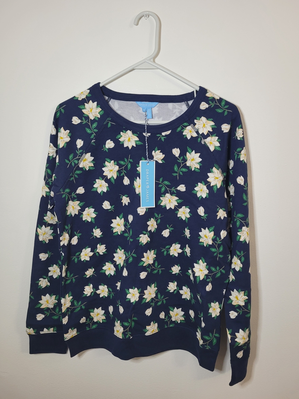 Draper James Natalie Magnolia Floral Pullover Navy/Blue Size Medium BNWT